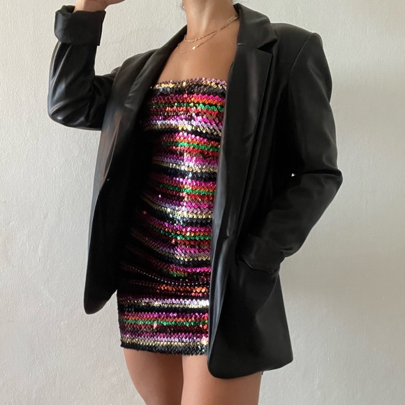 UO Rainbow Stripped Sequin Mini Dress - Picture 1 of 8